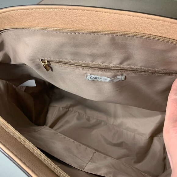 Cato Cream & Gold faux exotic large purse with cross body strap - Picture 4 of 6